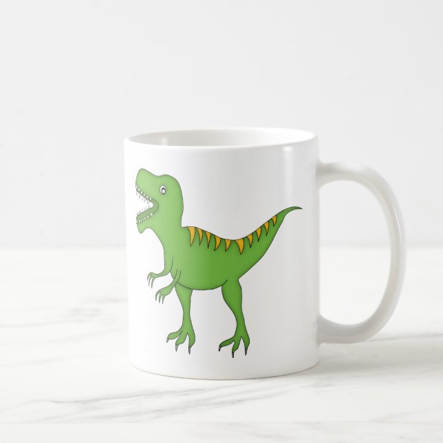 Caneca De Café Dinossauro verde de T-Rex+Personalize o nome da (Direita)