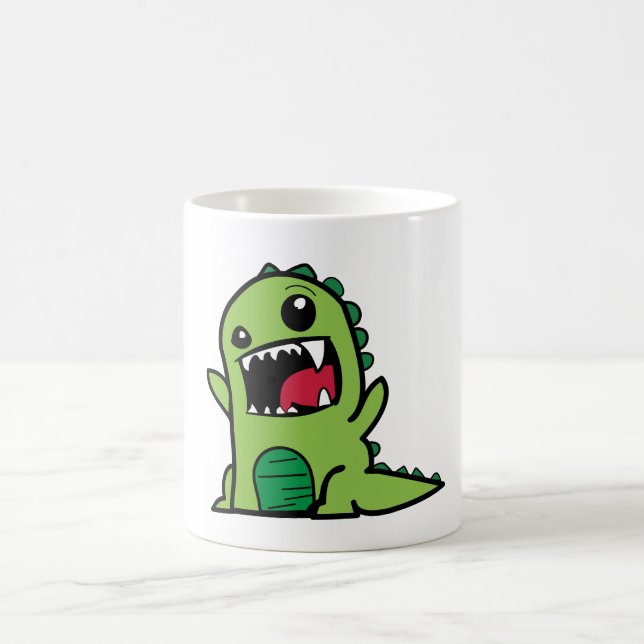Caneca De Café Dinossauro verde pequeno adorável (Centro)