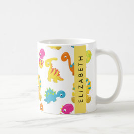 Caneca De Café Dinossauros Bonitos, Padrão De Dinossauros, Seu No