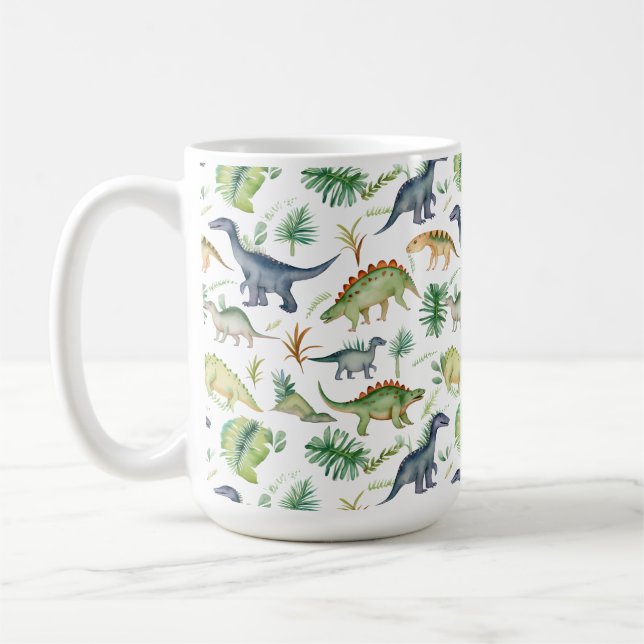 Caneca De Café Dinossauros Cachorros com aquarela (Esquerda)
