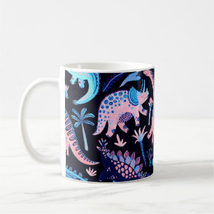 Caneca De Café Dinossauros cartoon bonitos, um padrão perfeito e