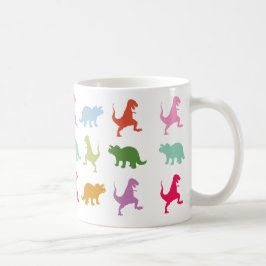 Caneca De Café Dinossauros Coloridos 325 ml Clássico, branco