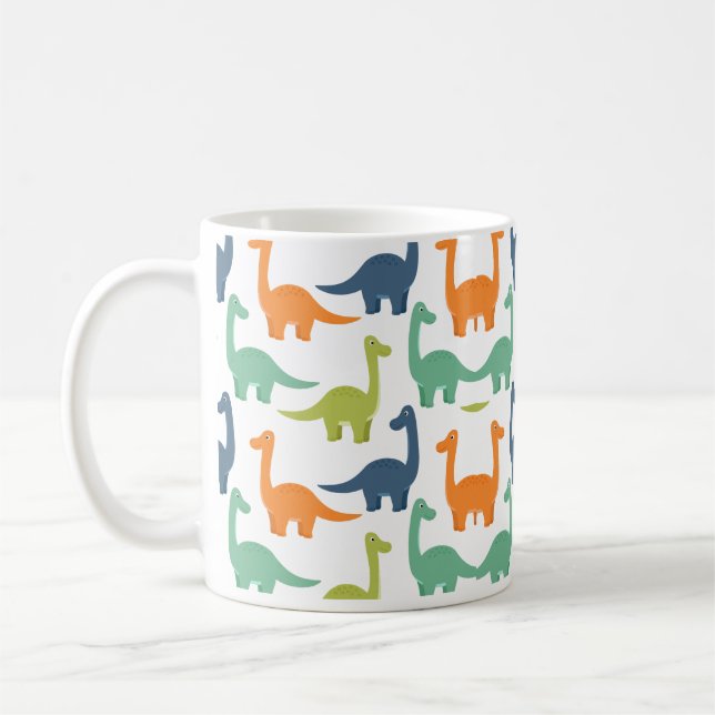 Caneca De Café Dinossauros Coloridos de Fundo (Esquerda)