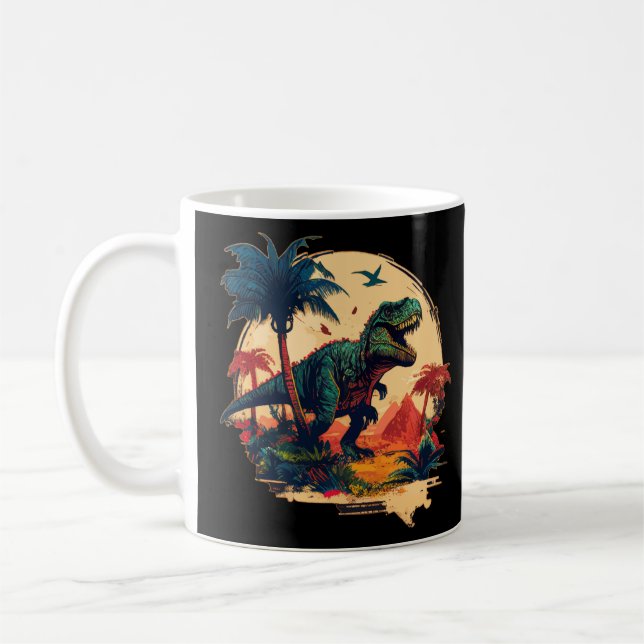 Caneca De Café Dinossauros Cretáceos Pré-Históricos Jurássicos Ti (Esquerda)