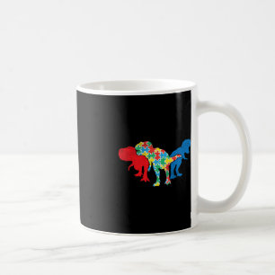 Caneca De Café Dinossauros T-Rex Quebra-cabeça Dino Autismo Consc