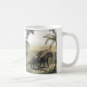 Caneca De Café Dinossauros Vintage, Amargasaurus com Palm Trees