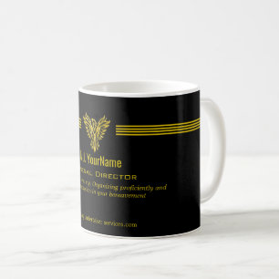 Caneca De Café Diretor Funerário - listras de ouro e Fênix ascens