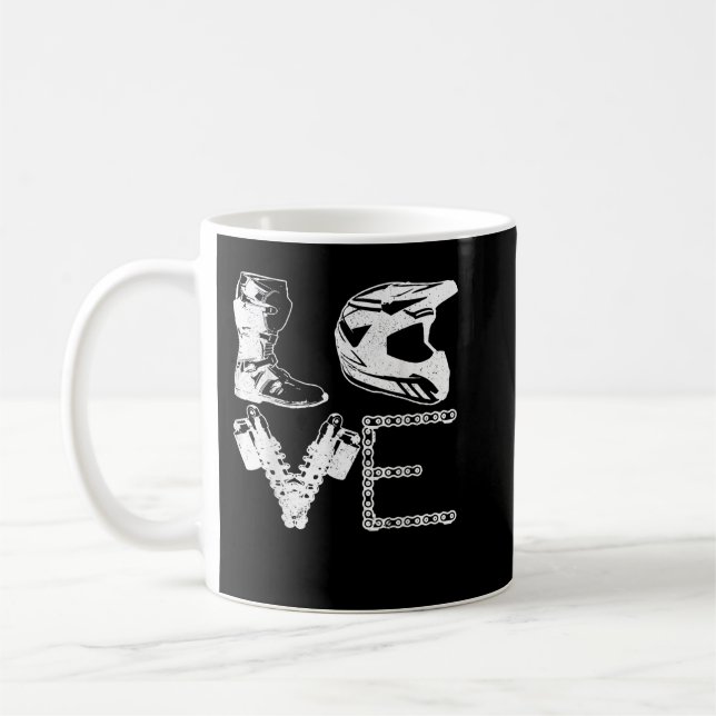 Caneca De Café Dirt Bike LOVE Motocross MX Enduro Biker Gift (Esquerda)