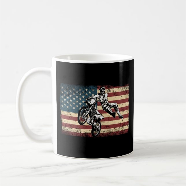 Caneca De Café Dirt Bike Motocross American Flag Bike (Esquerda)