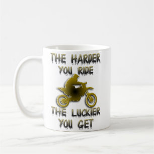 Caneca De Café Dirt Bike Motocross Mug Harder Luckier