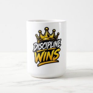 Caneca De Café Disciplina Conquista Coroa Motivação Desenho de Tr