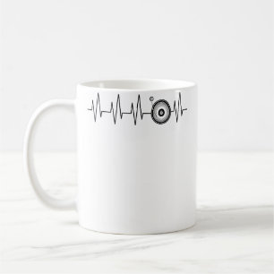Caneca De Café Disco de Vinil Dj Batimento Cardíaco Engraçado Ekg