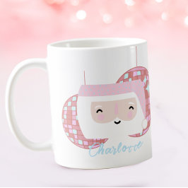 Caneca De Café Disco Papais noeis Meninas Rosa Natal