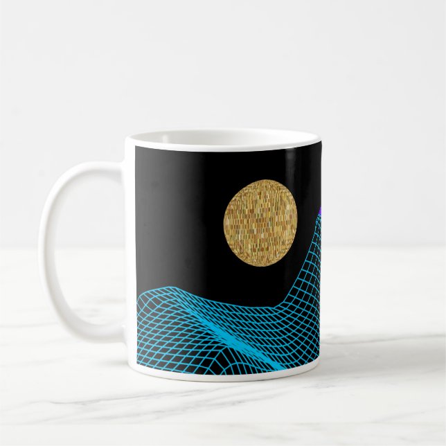 Caneca De Café Disco Quântico Dimensão Azul Roxo Preto Dourado (Esquerda)
