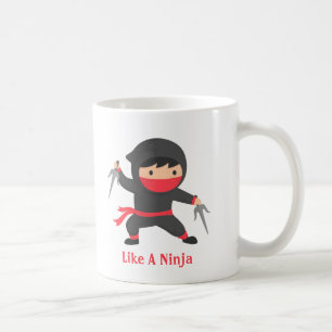 Caneca De Café Discrição Ninja com as armas de Sai para miúdos