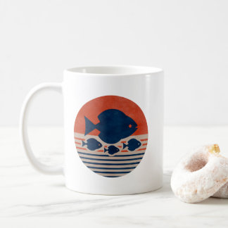 Caneca De Café Discus e Tetras Minimalistas Arte Meados do Século