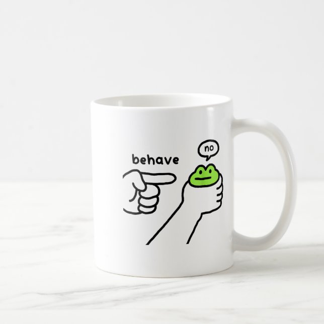 Caneca De Café Dishonest Frog Funny Frog Meme Behave No Cartoon D (Direita)