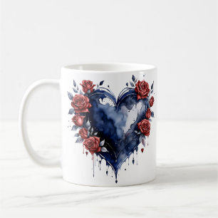 Caneca De Café Disposição Elegante de rosa com folhagem de ouro
