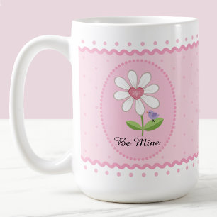 Caneca De Café Díssias brancas cor-de-rosa sejam meu Namorados