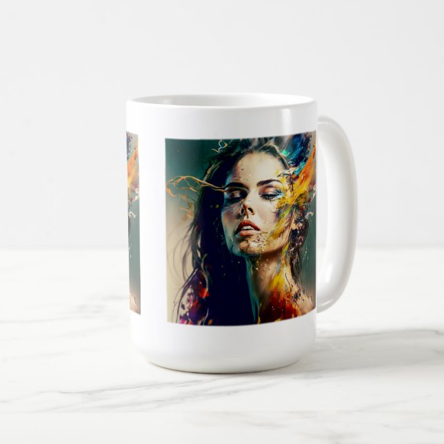 Caneca De Café Dissolvendo Mulher Clássica Mug, 15 oz (Frente Esquerda)