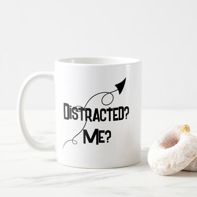 Caneca De Café Distracted? Me? ADHD Funny Mug (Com Donut)