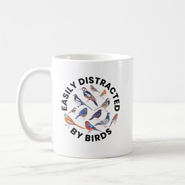 Caneca De Café Distraído Facilmente Pelas Aves, Vigiando Pássaros (Esquerda)