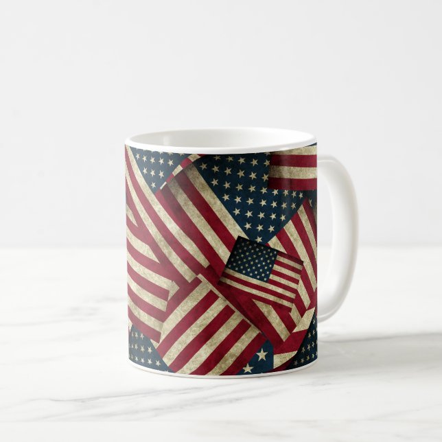 Caneca De Café Distressed American Flag Art (Frente Esquerda)