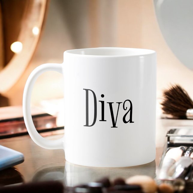 Caneca De Café Diva Funny Whimsical Text (Criador carregado)