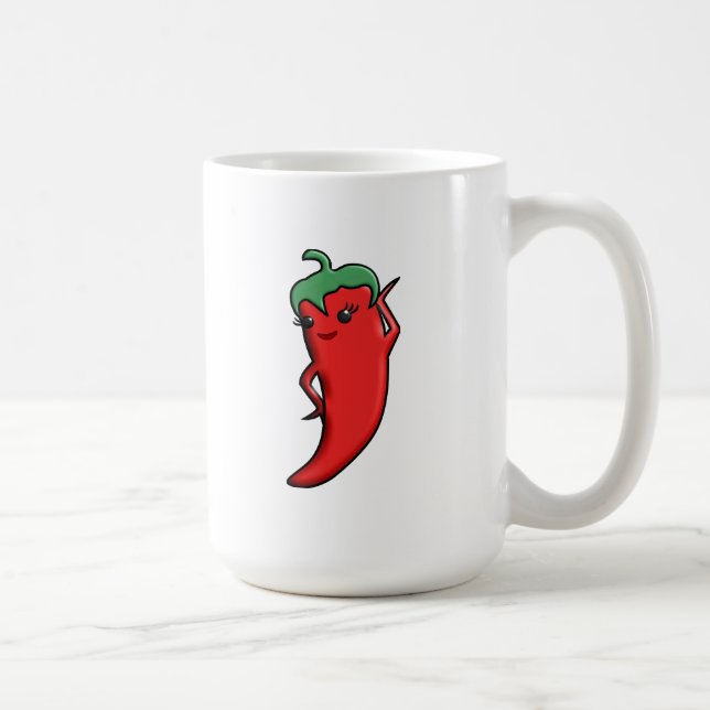 Caneca De Café Diva Pimenta Vermelha Kawaii (Direita)