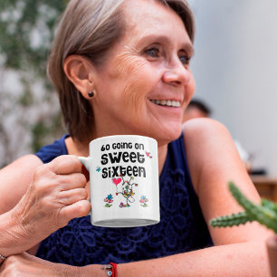 Caneca De Café Diversão 60 Em Vaca De Cartoon Doce Dezesseis