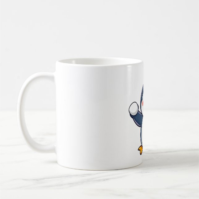 Caneca De Café Diversão da bola de neve do pinguim (Esquerda)