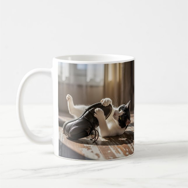 Caneca De Café Diversão de Calçado de Gato Reprodutor (Esquerda)
