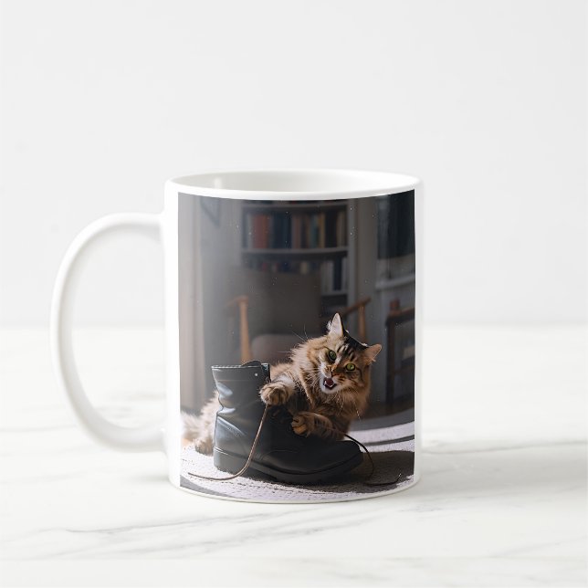 Caneca De Café Diversão de Calçado de Gato Reprodutor (Esquerda)