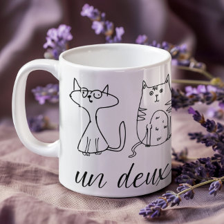 Caneca De Café Diversão de Cat Person Un Deux Trois