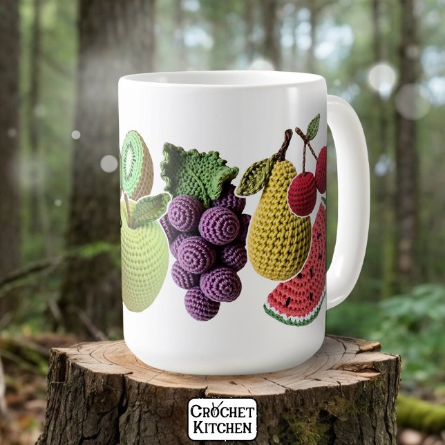Caneca De Café Diversão de Fruta Crochet Collage (Criador carregado)