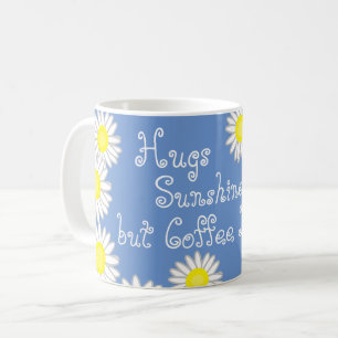 Caneca De Café Diversão de margarida branca e amarela azul