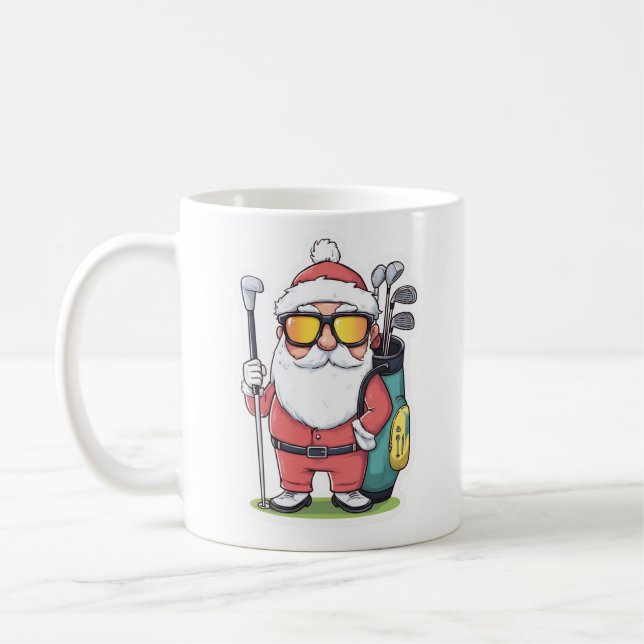Caneca De Café Diversão de Natal de Golfe de papais noeis (Esquerda)