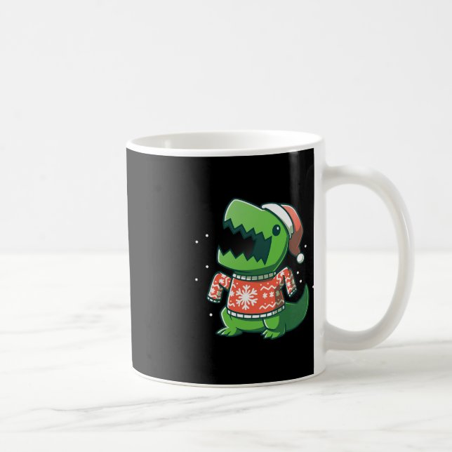 Caneca De Café Diversão de Natal T-Rex Dinossauro Ugly saurus (Direita)