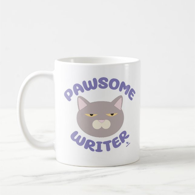 Caneca De Café Diversão de Personagem de Gato Divertido para Escr (Esquerda)
