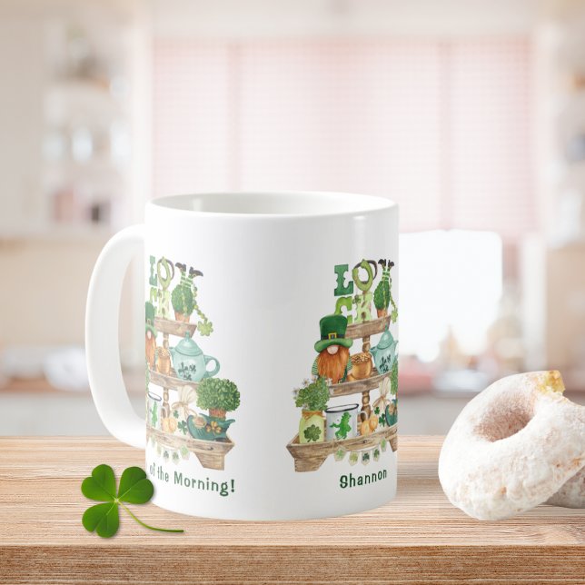 Caneca De Café Diversão do Dia de São Patrício Personalizado do K (Fun Irish Knickknack Stand Custom St. Patrick's Day Coffee Mug)