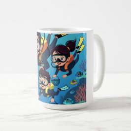Caneca De Café Diversão em Família com Mergulho Submarino