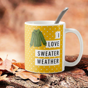 Caneca De Café Diversão Eu Adoro Bolinhas Brancas De Doce Dourad