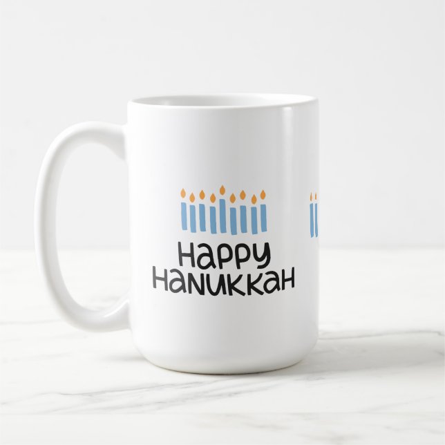 Caneca De Café Diversão Feliz Hanukkah, fofa, 15 oz Mug (Esquerda)