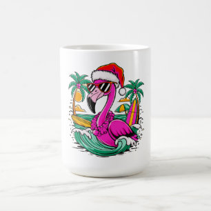 Caneca De Café Diversão Festiva de Flamingo no Paraíso