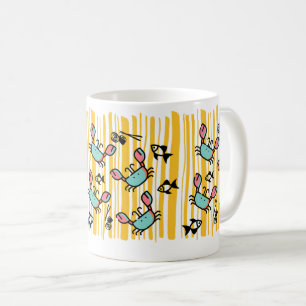 Caneca De Café Diversão frutos do mar caranguejo peixe