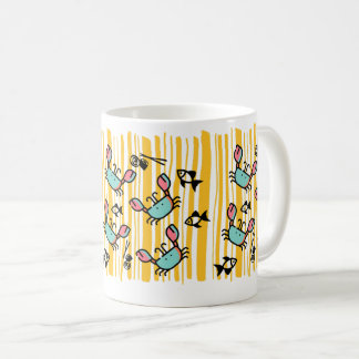 Caneca De Café Diversão frutos do mar caranguejo peixe 