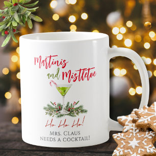 Caneca De Café Diversão Natalina Martini e Mrs. Claus debaixo do