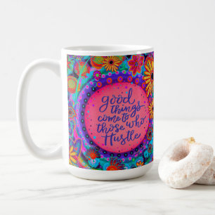 Caneca De Café Diversão Rosa de Diminuição de Cota de Hustle Insp