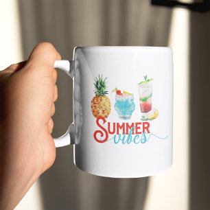 Caneca De Café Diversão Summer Vibes Coquetéis Coloridos de Aquar