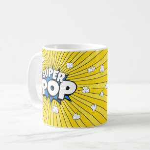 Caneca De Café Diversão SUPER POP! Pun de Pipoca   Arte Pop de Qu